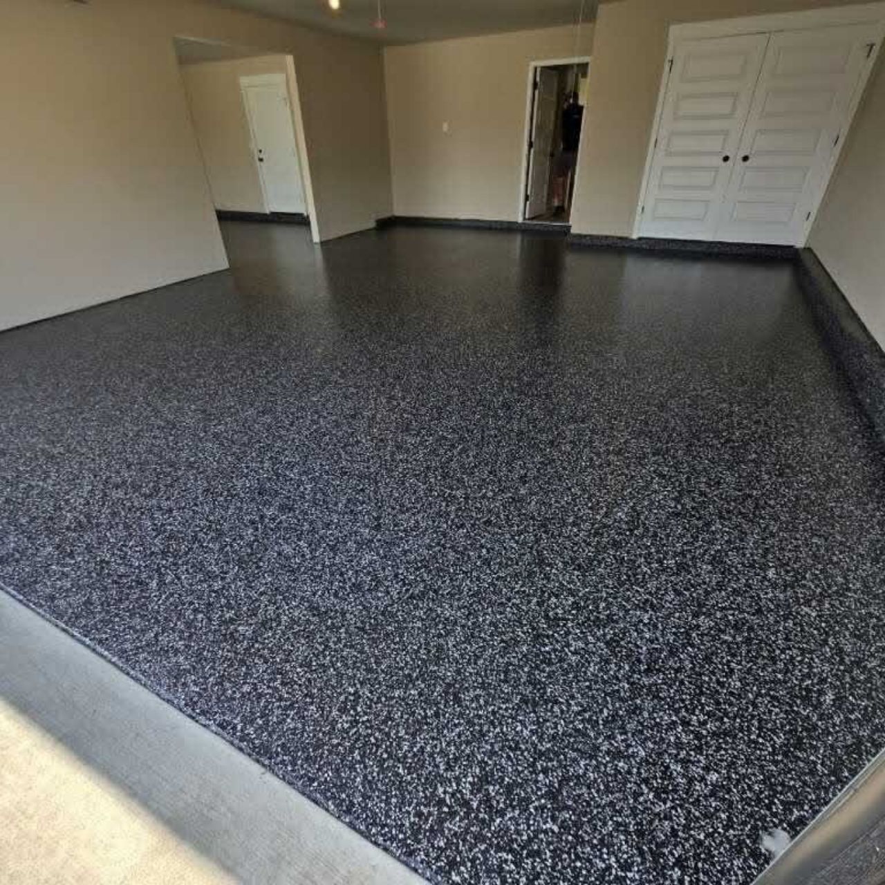 Black flake garage floor coating Southwest Missouri