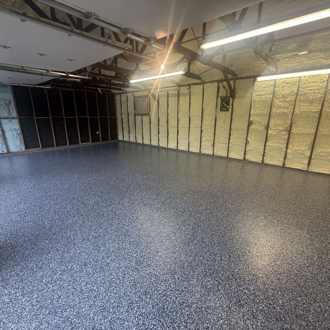 Blue flake shop floor coating Southwest Missouri