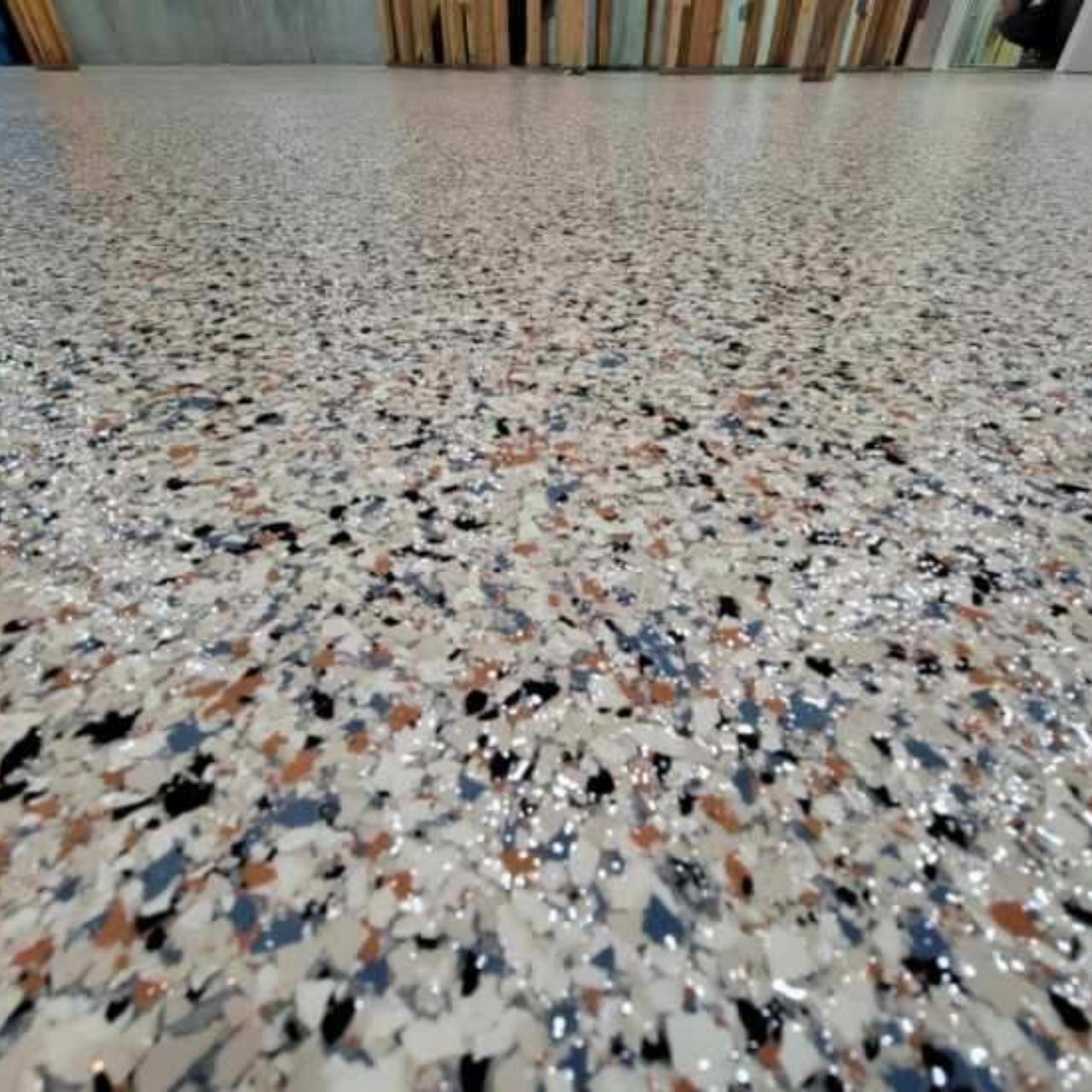 Commercial flake floor closeup Missouri