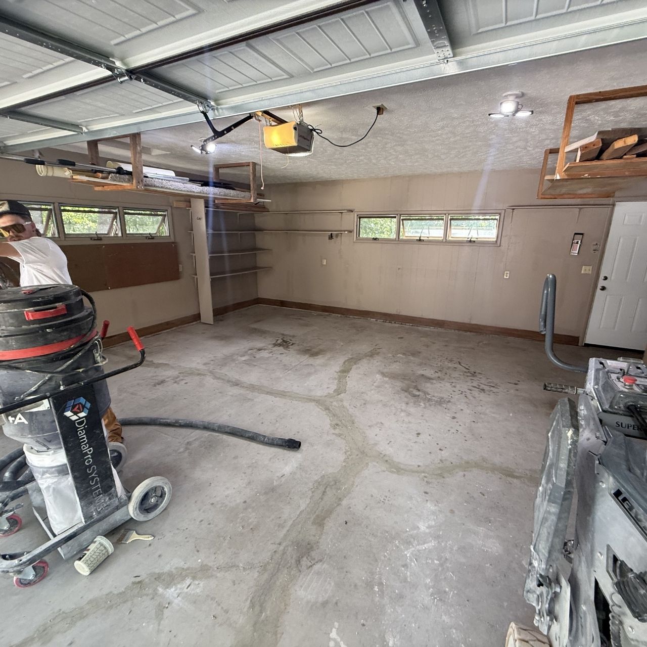 Diamond grinding machine prep work garage floor Springfield MO