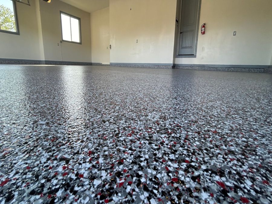 Full flake polyaspartic garage floor Missouri
