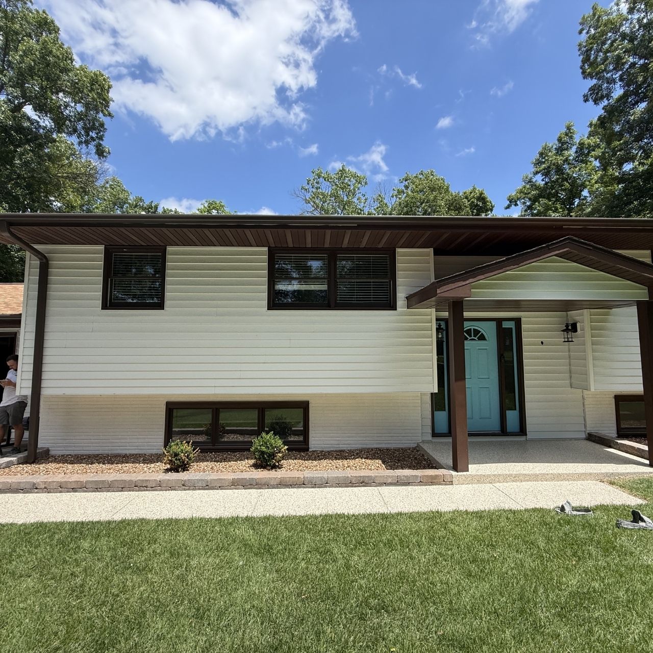 Front entry walkway flake coating Southwest Missouri