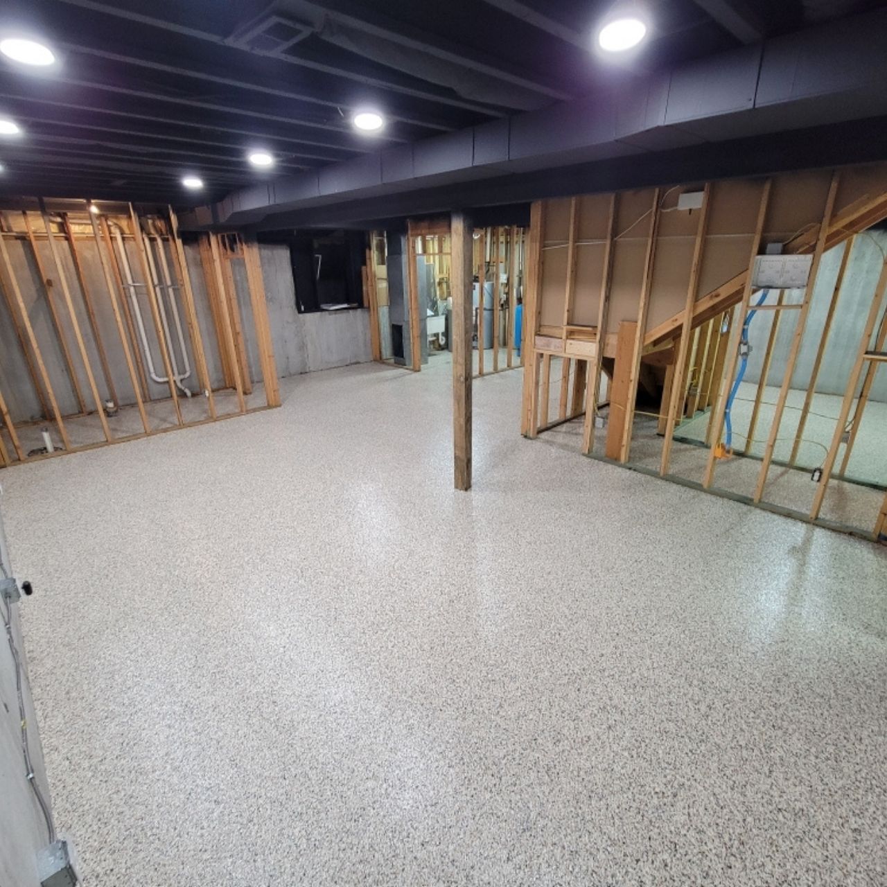 Basement floor coating framed unfinished walls Springfield MO